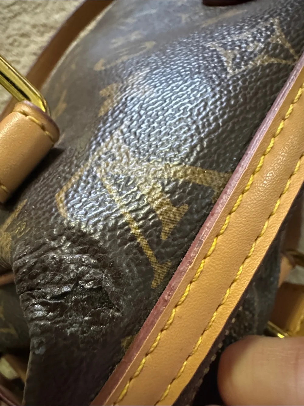 Faux LV Monogram Top-Handle Satchel in Brown & Tan - Picture 5 of 13